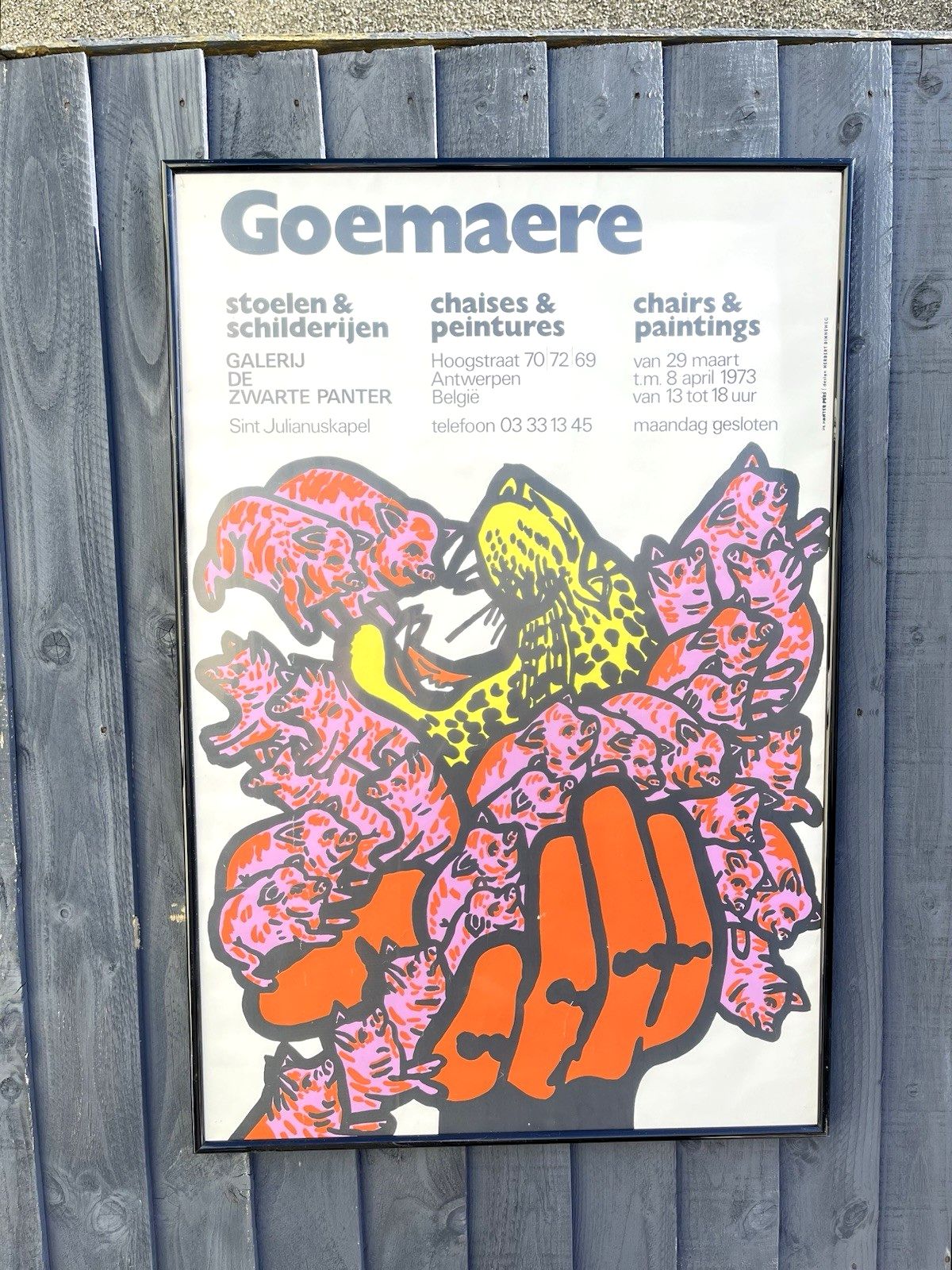 photo buy Rare Vintage 70's Goemaere Chairs & Paintings Belgian Pop Art Exhibition Poster