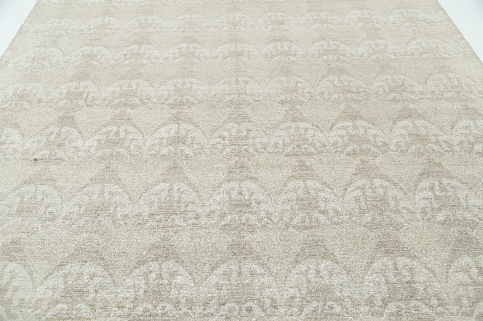 9x11.7 Ft Beige Hand Knotted Large Rug. Timeless Home Decor. 100% Wool Carpet photo 5373.0