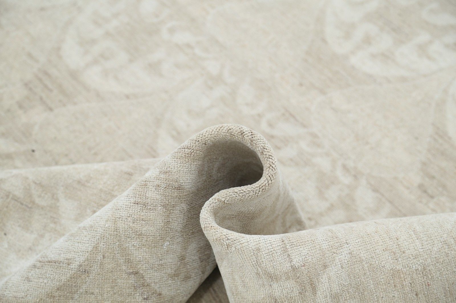 9x11.7 Ft Beige Hand Knotted Large Rug. Timeless Home Decor. 100% Wool Carpet photo vinterior