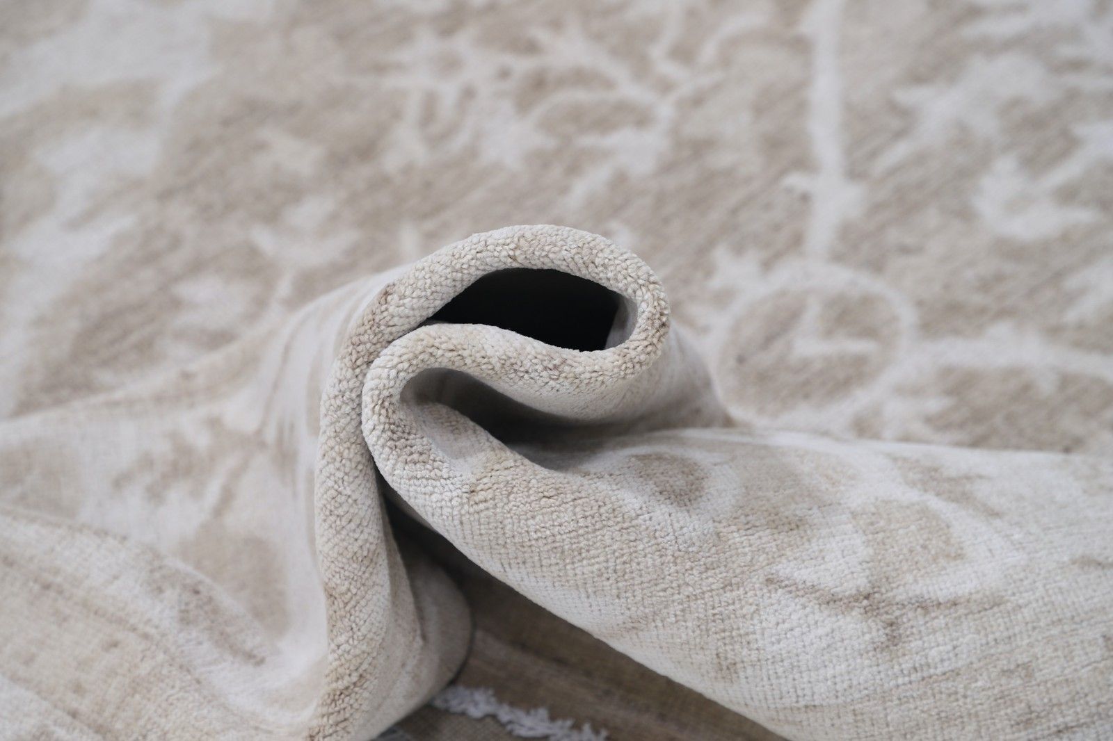 10x13,3 ft Traditioneel Handgeknoopt Oushak Vloerkleed, Beige Bloemmotief Tapijt photo vinterior