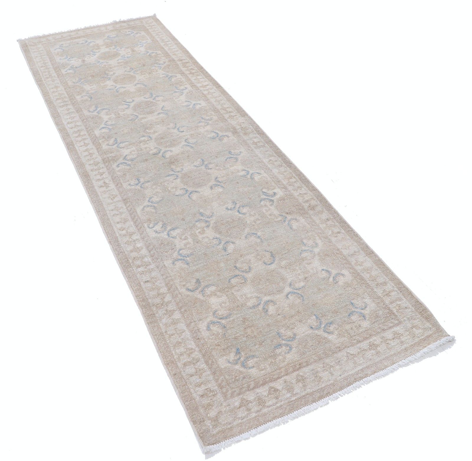 2.7x8 Ft Wool Corridor Runner Rug. Handknotted Kitchen Rug. Beige Hallway Rug photo furniture