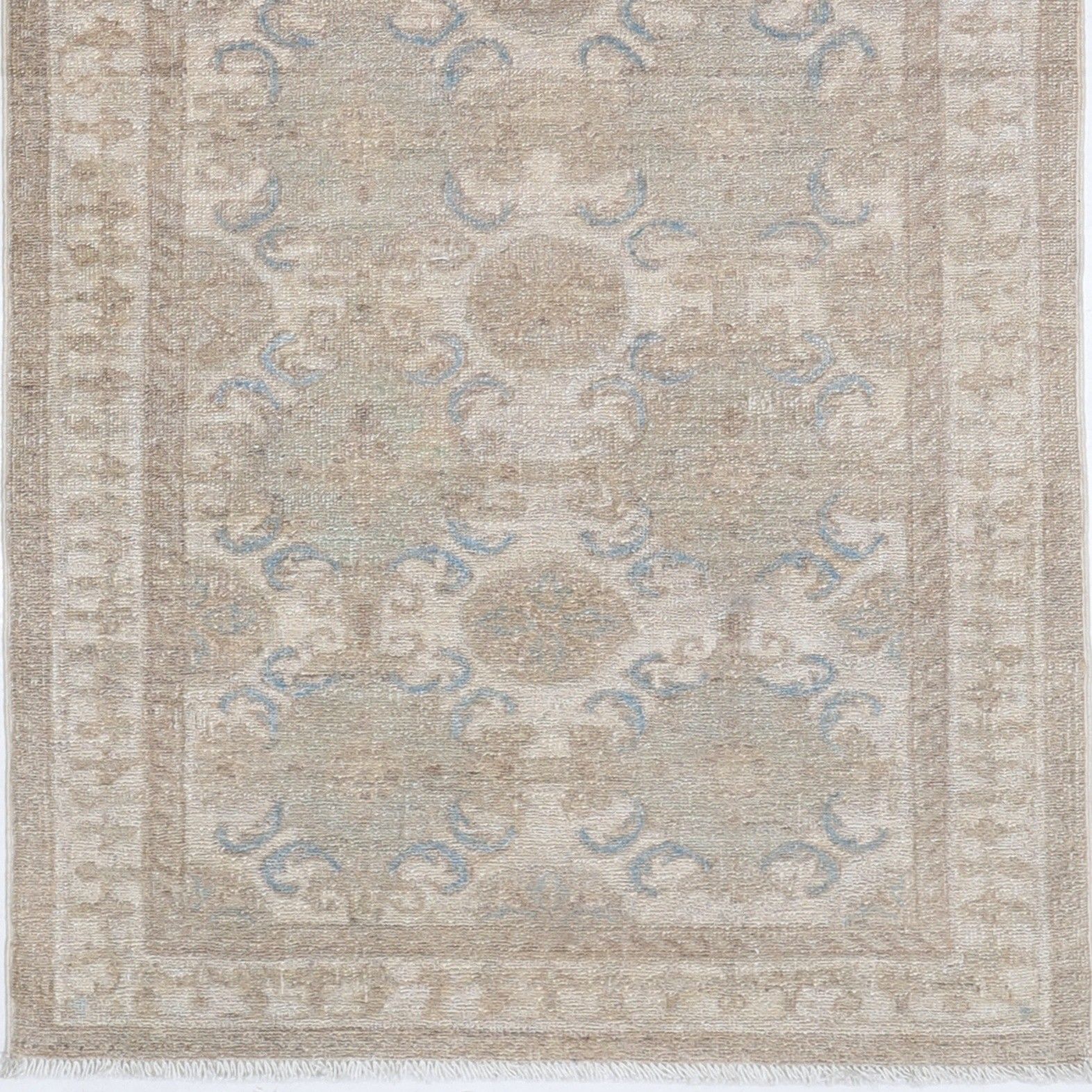 2.7x8 Ft Wool Corridor Runner Rug. Handknotted Kitchen Rug. Beige Hallway Rug photo buy