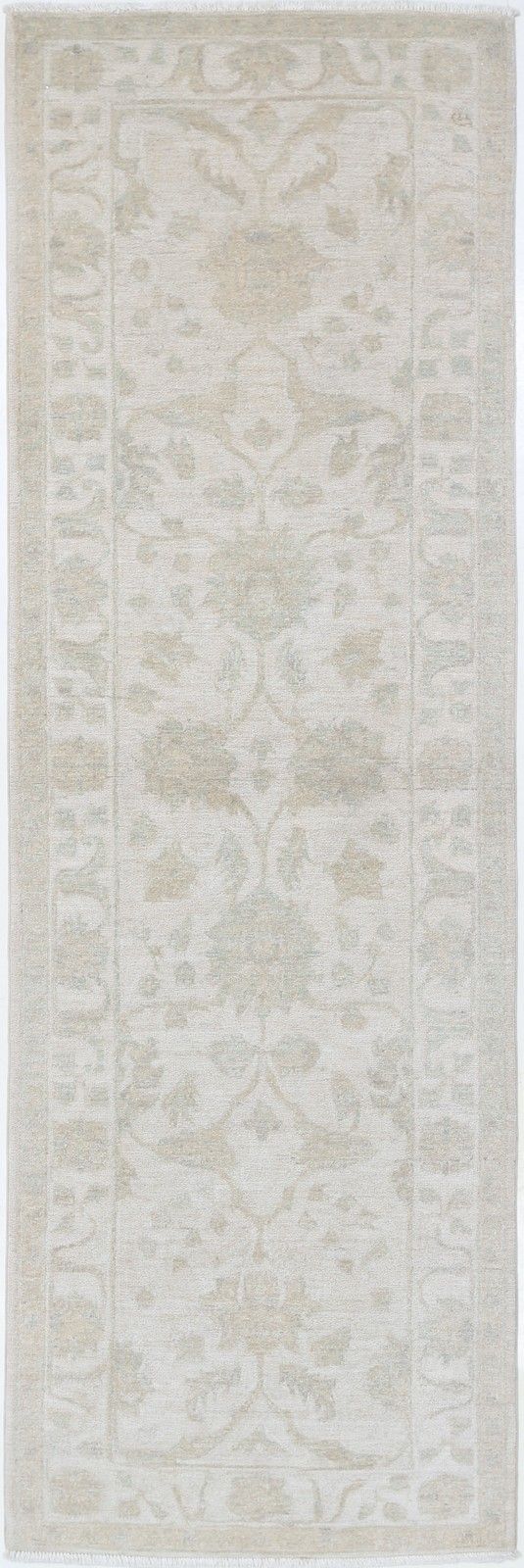 2.8x8.7 Ft Beige Hallway Runner Rug. Kitchen Rug. Handknotted Corridor Rug