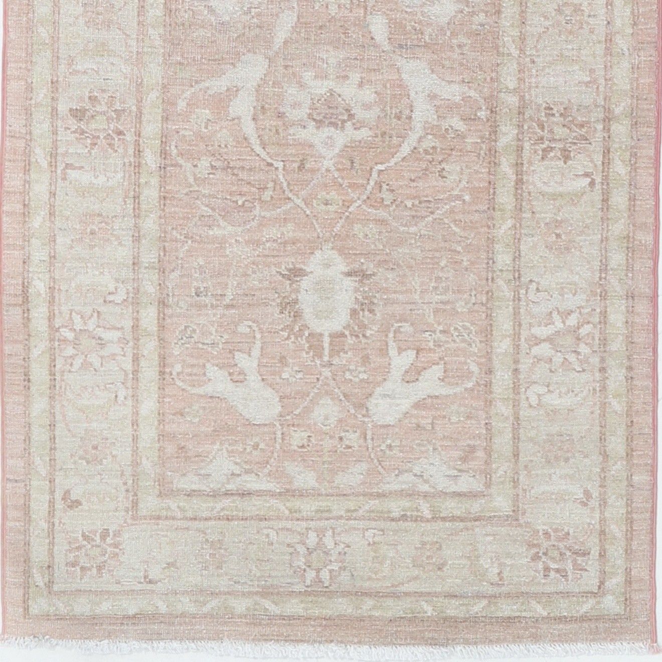 2.4x9.7 Ft Handknotted Hallway Runner Rug In Soft Pink & Beige. Kitchen Rug photo buy