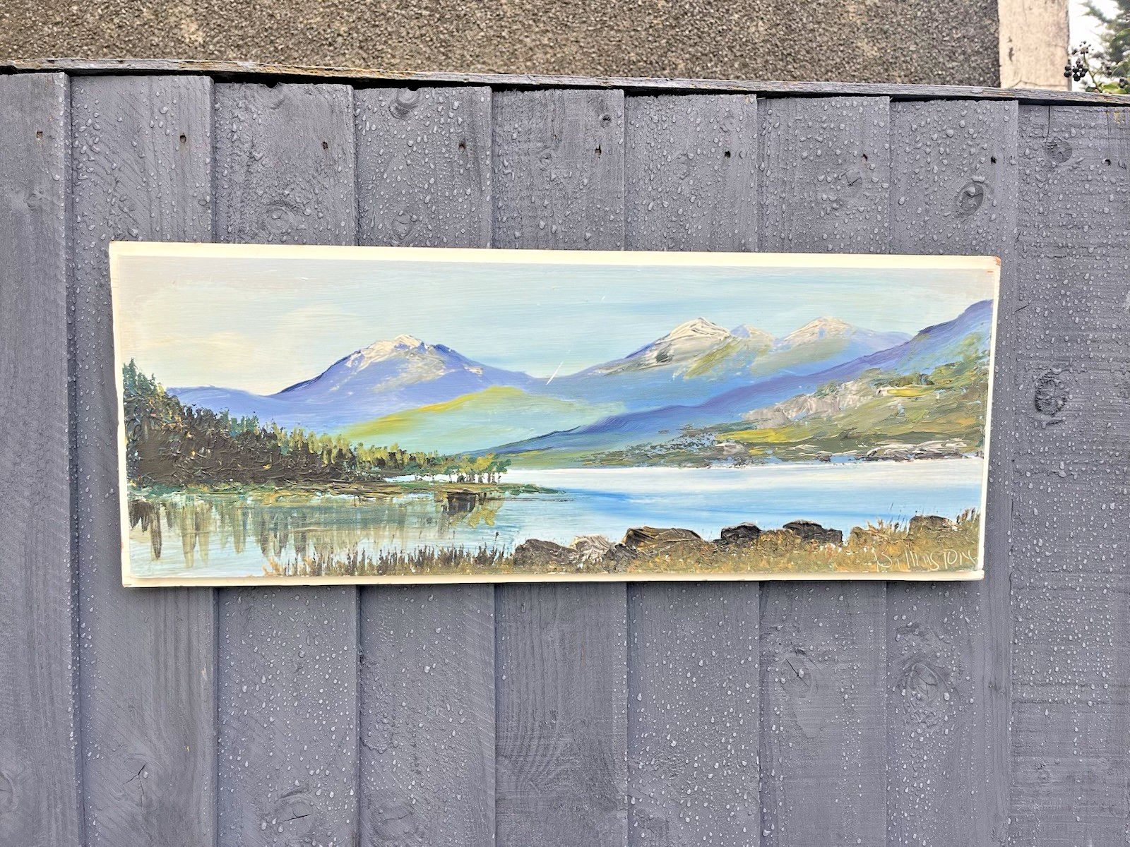 Vintage Original Oil On Panel Painting North Wales Mountains Landscape Snowdonia photo vinterior