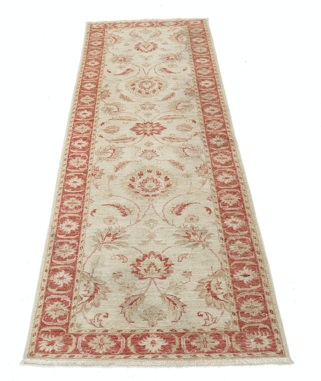 2,6 x 7,7 ft handgeknoopt loperkleed voor hal. Beige wollen loper voor corridor photo Textiel