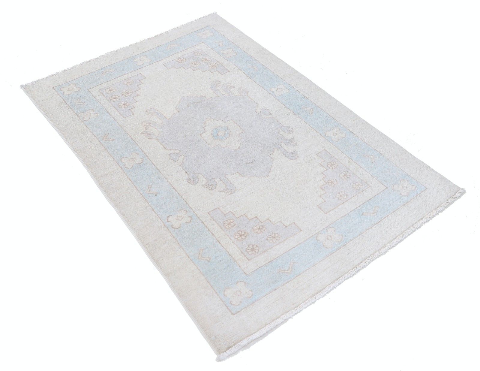 Tapis d'appoint turc noué à la main, 3 x 4,6 pi, laine aux tons sourds photo furniture