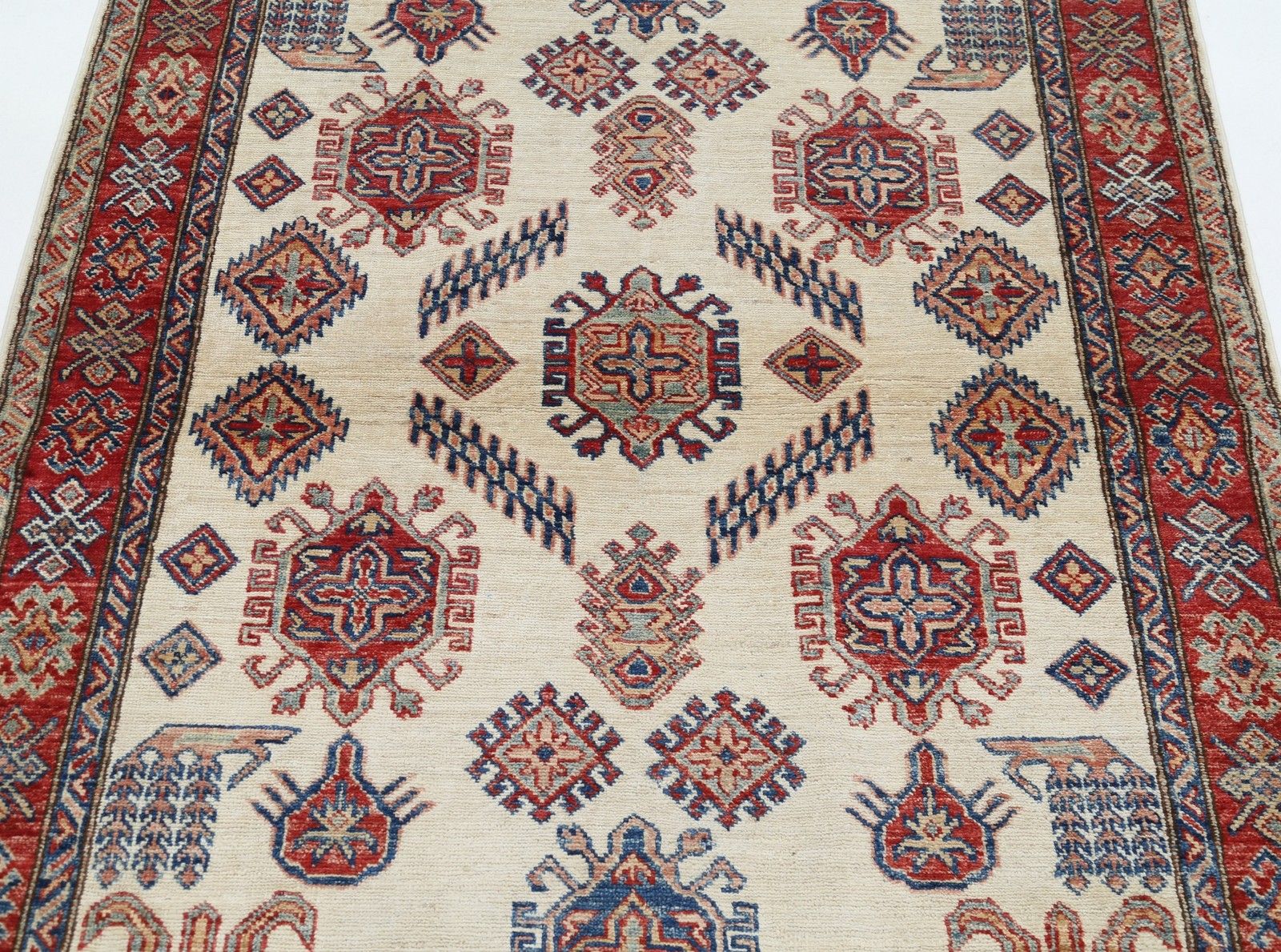 4x6.5 Ft Handknotted Floral Beige Rug. Tribal Accent Rug For Entryway. 100% Wool photo for sale