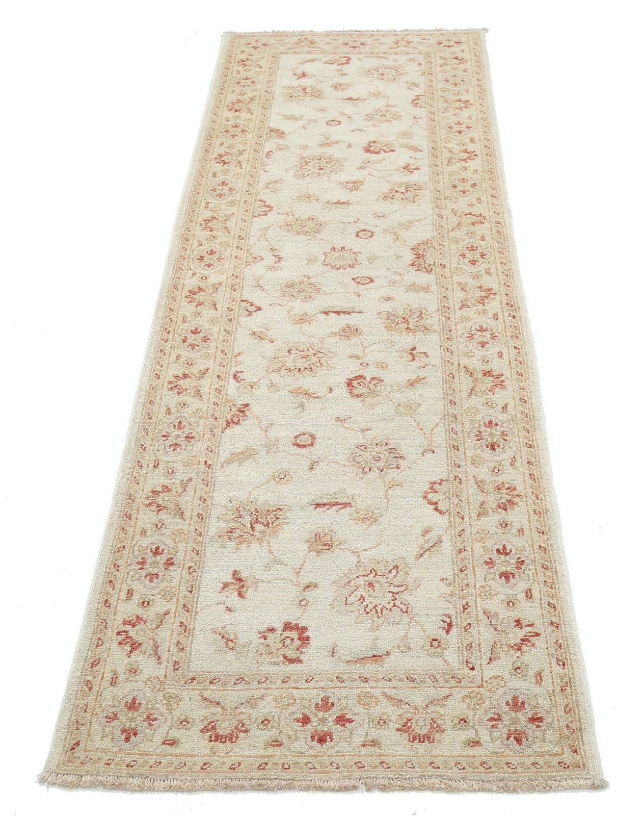 2.6x8 Ft Beige Wool Runner Rug For Kitchen And Corridor. Handknotted Halway Rug photo Textiles