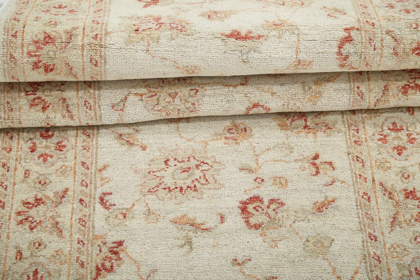 2.6x8 Ft Beige Wool Runner Rug For Kitchen And Corridor. Handknotted Halway Rug photo vinterior