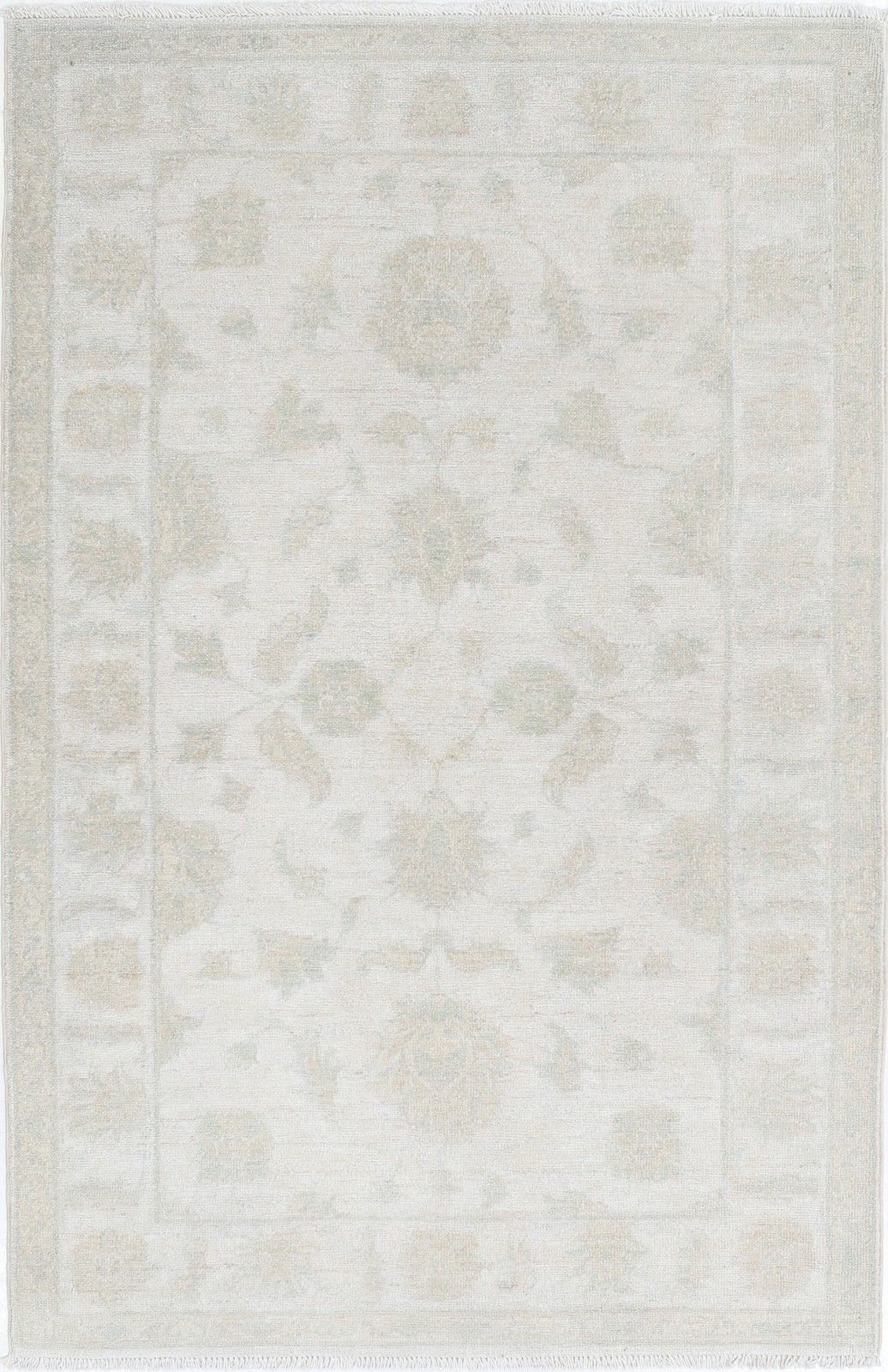 Tapis d'appoint traditionnel noué à la main 3 x 4,7 pi, pour entrée. Tapis de chevet beige