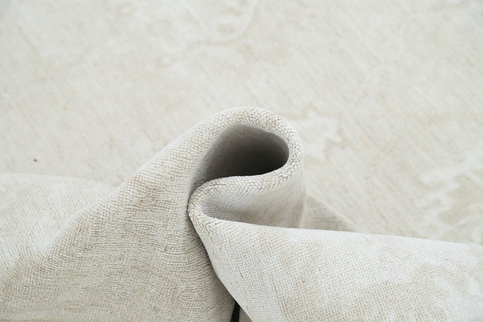 10x12.5 Ft Hand Knotted Oushak Rug. Beige Floral Design Carpet. 100% Wool photo vinterior