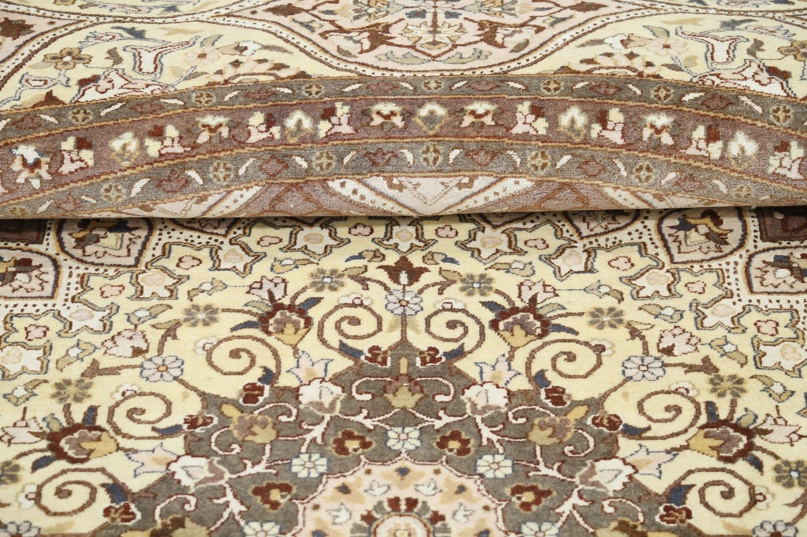 Tapis rond fait main, 12 x 12 pi - motif tribal marron et beige, 364 x 364 cm photo 8344.0