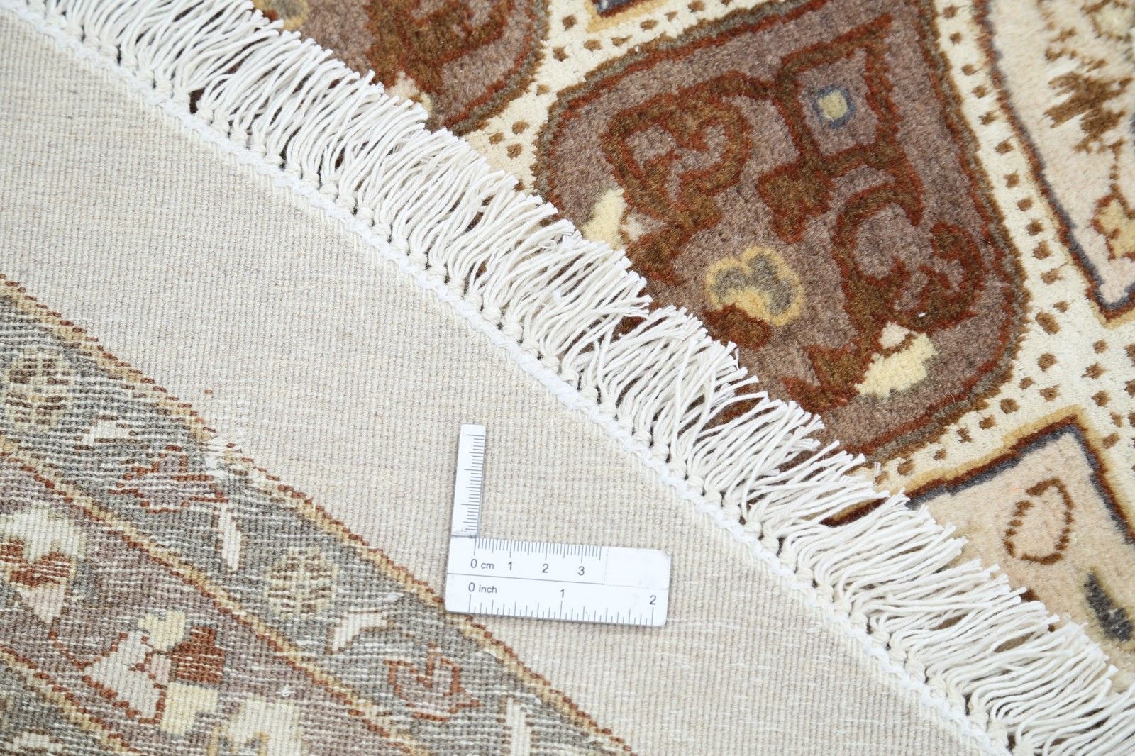 12x12 Ft Handgemaakte Oversized Ronde Vloerkleed. Tribaal Bruin & Beige Rond Tapijt photo vinterior
