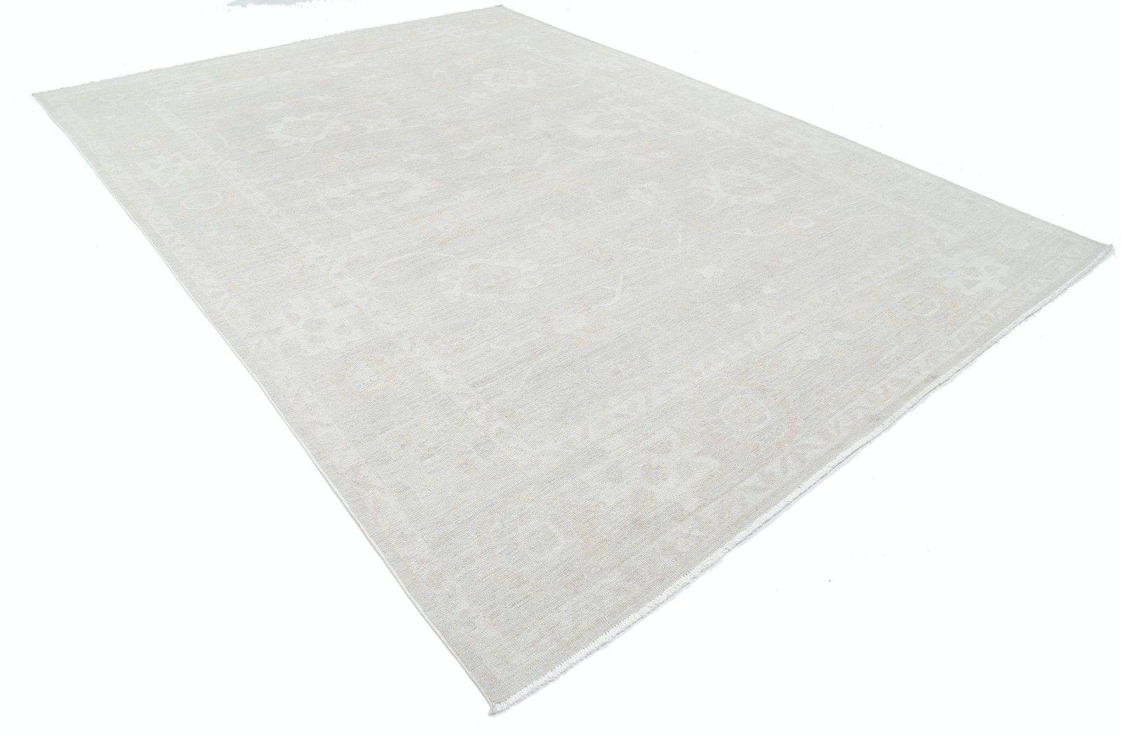 9x12 Ft Beige Wool Large Area Rug. Hand Knotted Carpet For Living Room photo for sale