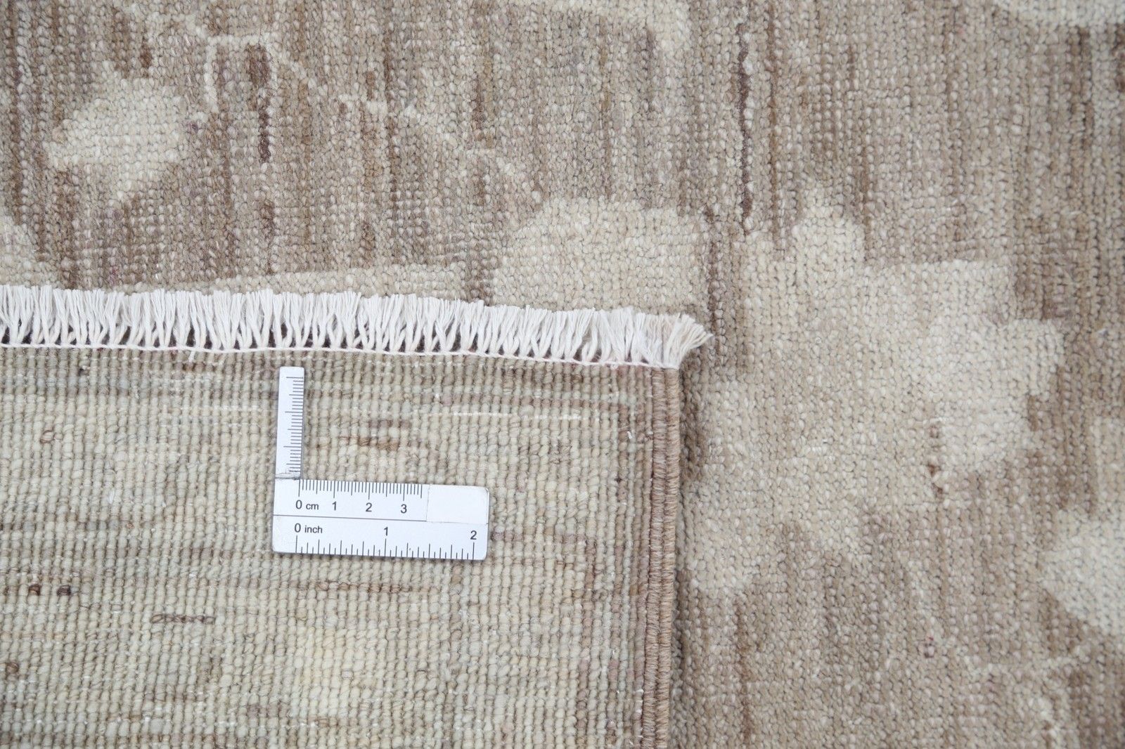 Tapis de sol noué à la main, ivoire et gris, en laine, 270 x 361 cm - style Oushak turc photo buy