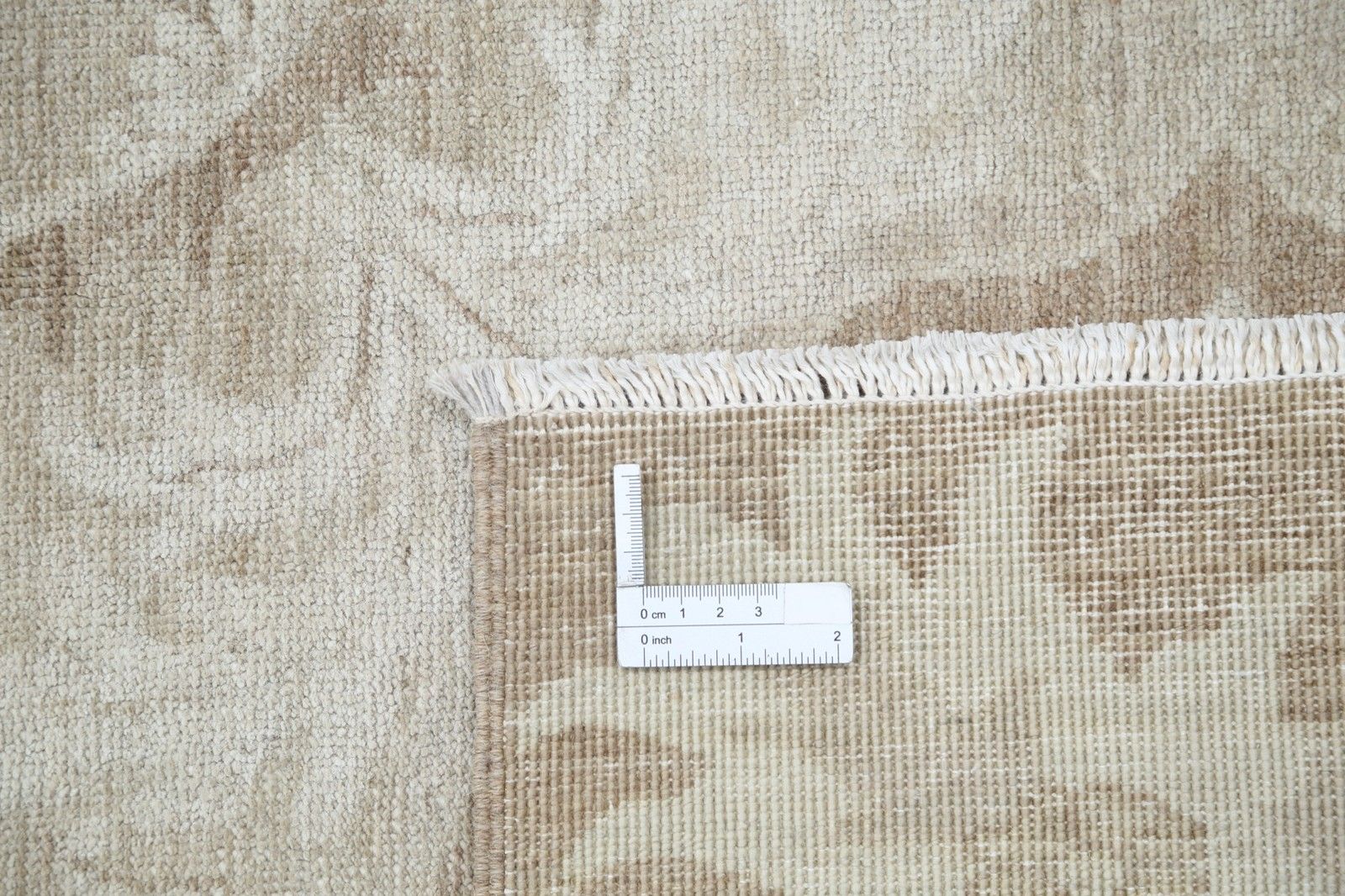 Tapis artisanal beige en laine, motif treillis, 2,75 x 3,57 m photo buy