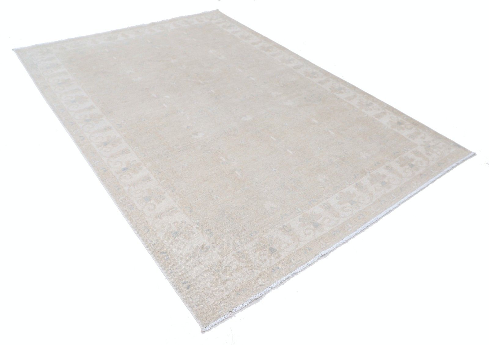 6x8.6 Ft Handknotted Beige Area Rug For Dining Room And Living Room. 100% Wool photo furniture