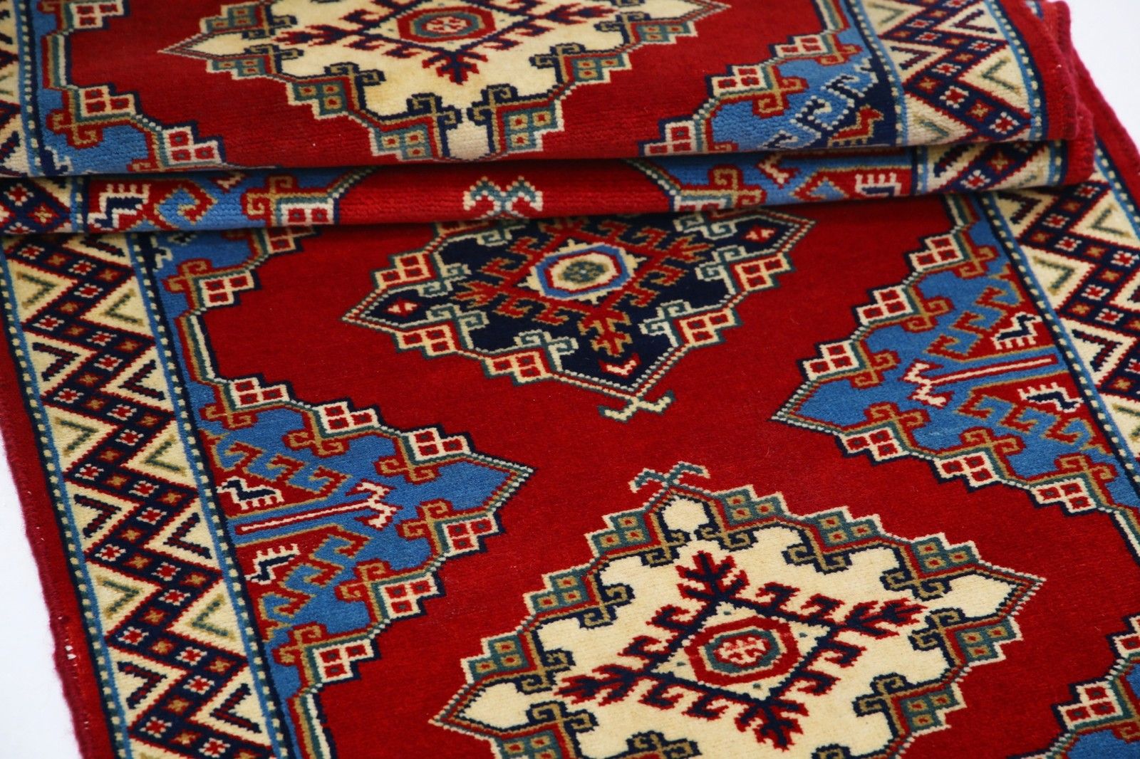 2x6.4 Ft Handmade Red Wool Rug. Hand Knotted Tribal Accent Rug For Home Decor photo vinterior