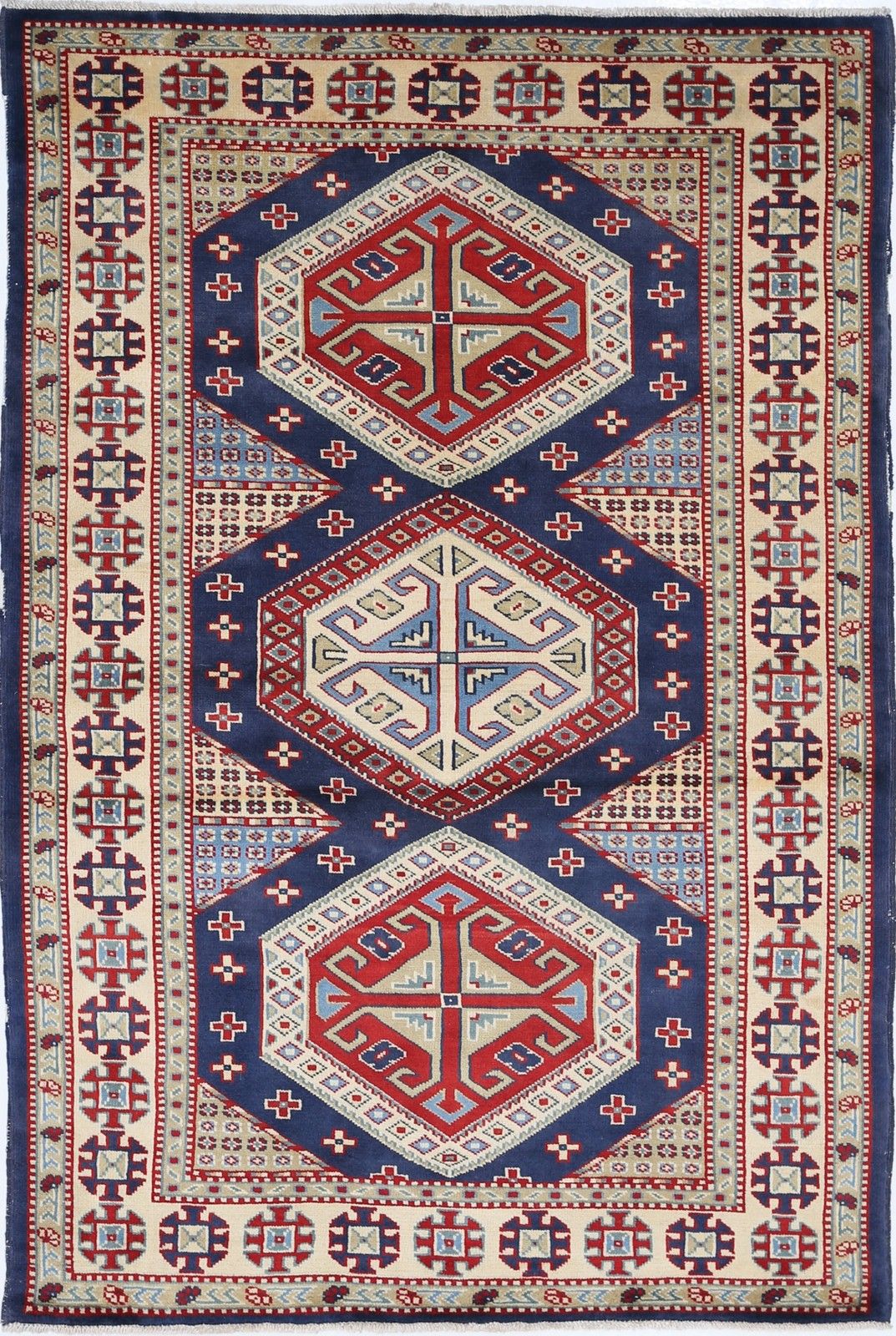 Tapis d'appoint tribal noué à la main, 1 x 1,5 m. Tapis géométrique pour entrée et chambre