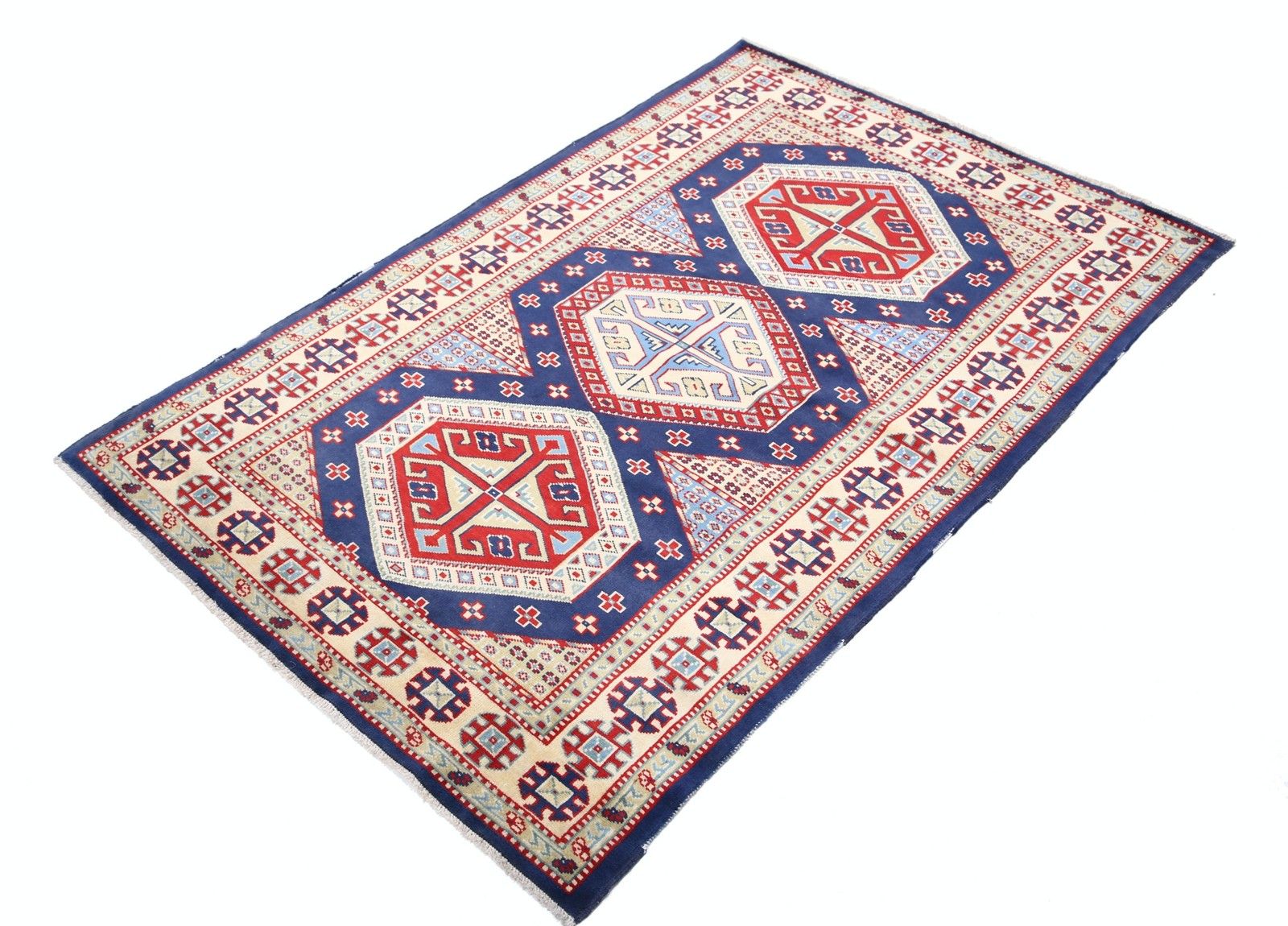 Tapis d'appoint tribal noué à la main, 1 x 1,5 m. Tapis géométrique pour entrée et chambre photo for sale