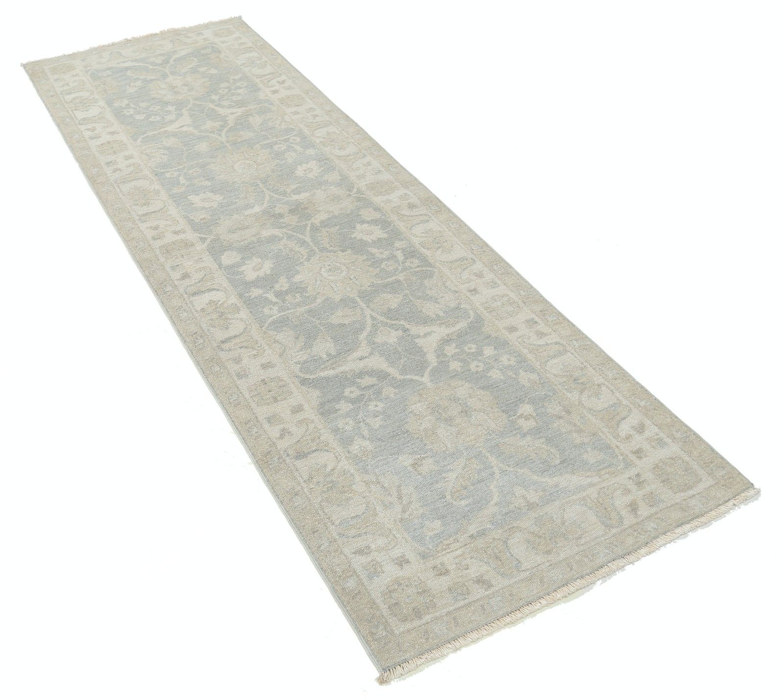 2.6x8 Ft Hand Knotted Runner Rug. Soft Toned Hallway, Corridor And Entryway Rug photo furniture