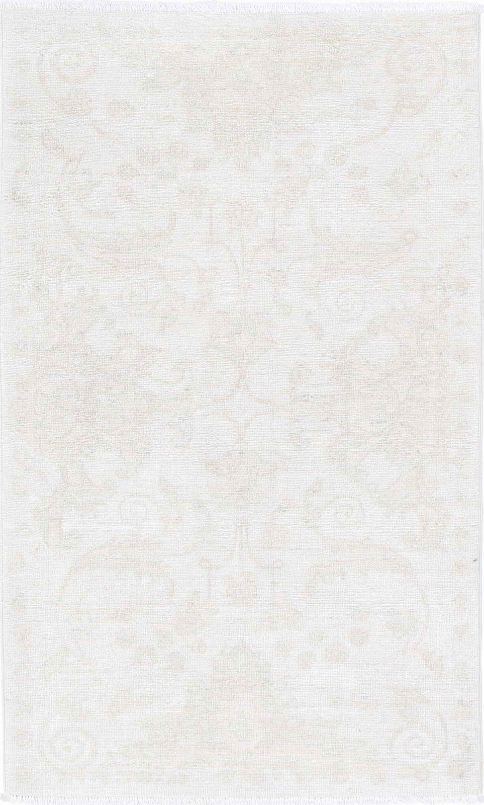 2,6x4,4 ft handgeknoopt beige Turks wollen vloerkleed met allover bloemmotief