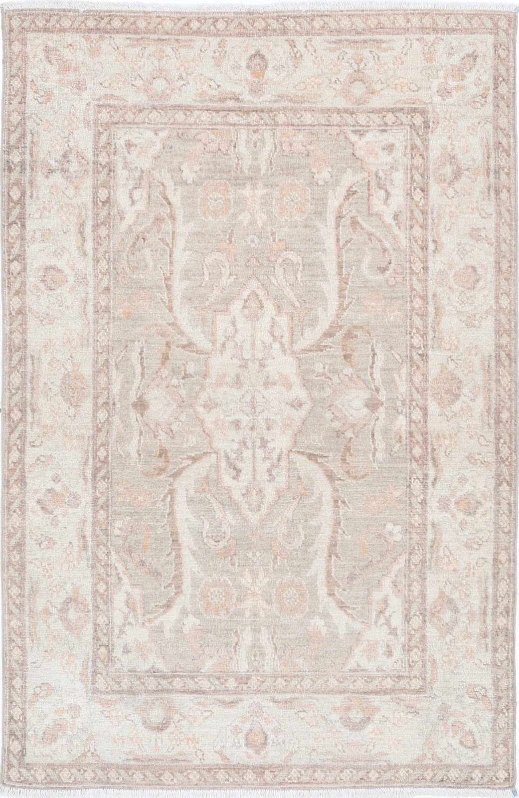 Tapis d'appoint traditionnel noué à la main, 3 x 4,6 pi. Tapis en laine à motifs floraux dans des tons doux