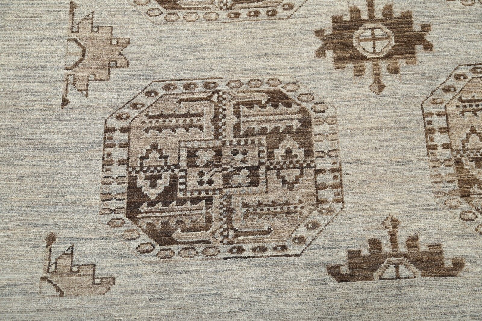 2,80 x 3,56 m Handgeknoopt Beige, Bruin Wollen Vloerkleed. Tribaal Tapijt voor de Woonkamer photo vinterior