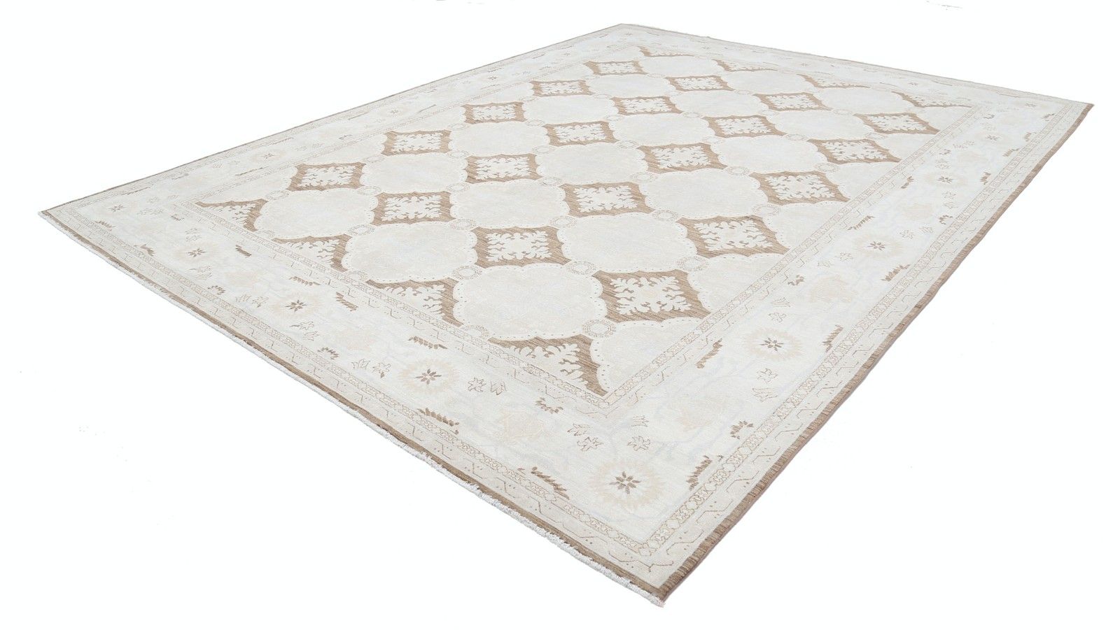 10,2 x 13 ft Beige Handgemaakte Vloerkleed voor Woonkamer. 100% Wollen Traditioneel Tapijt photo furniture