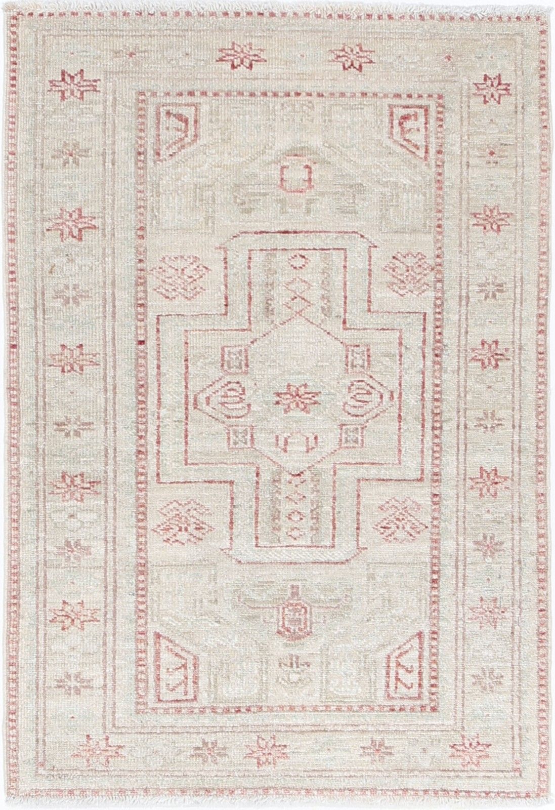 Tapis d'appoint traditionnel noué à la main, 2 x 3,2 pi. Tapis turc beige. Laine pure