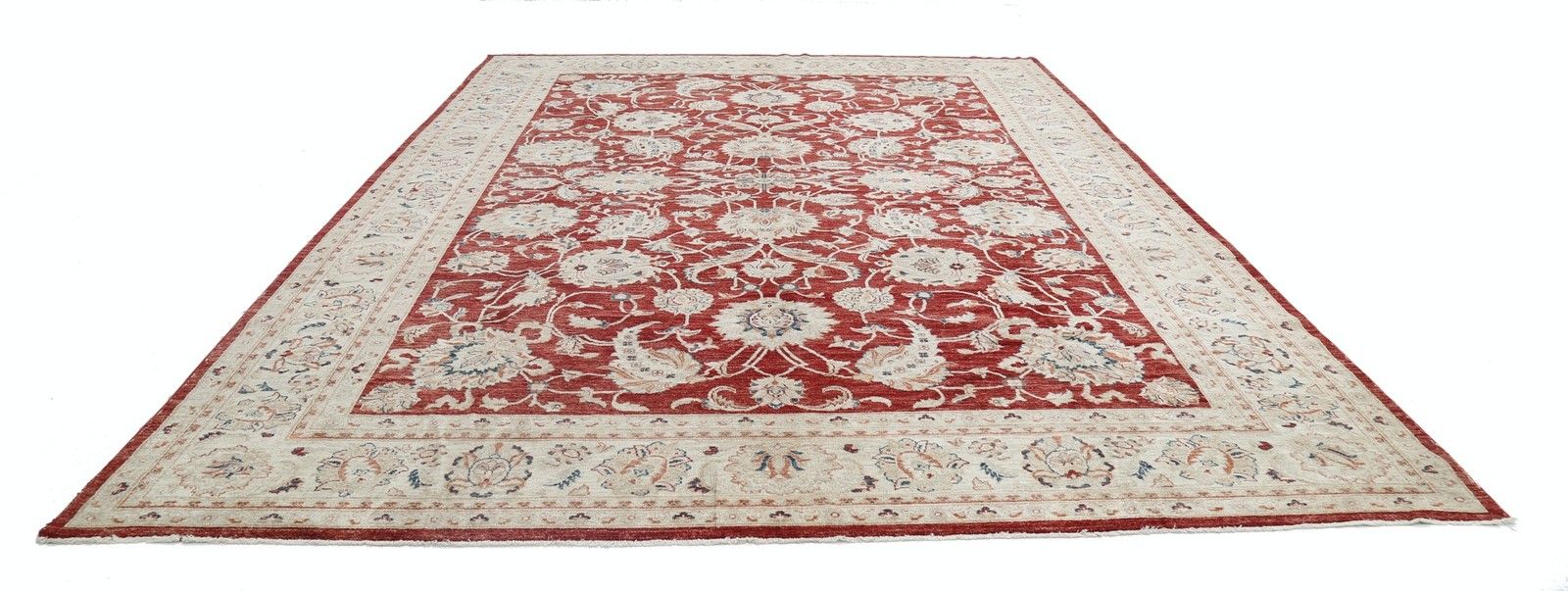 10.2x14.2 Ft Hand Knotted Wool Large Area Rug Floral Design. Red Oushak Carpet photo furniture