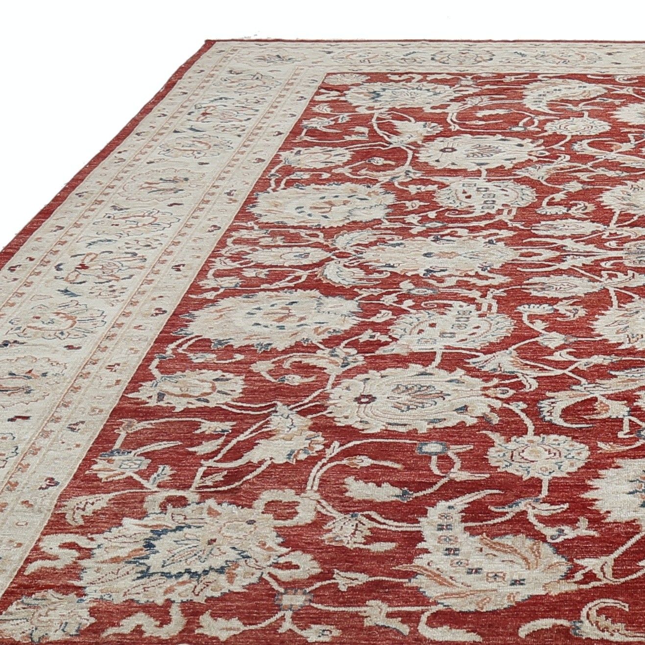 10.2x14.2 Ft Hand Knotted Wool Large Area Rug Floral Design. Red Oushak Carpet photo for sale
