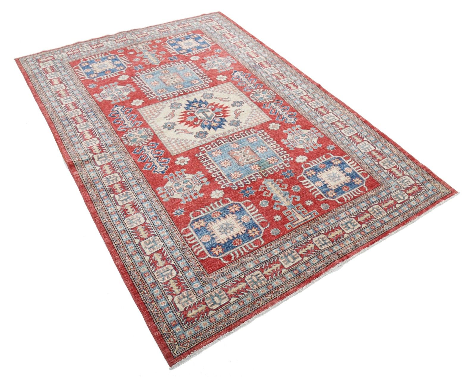 5,7 x 8 ft Handgeknoopt Tribal Vloerkleed voor de Woonkamer. 100% Wol photo furniture