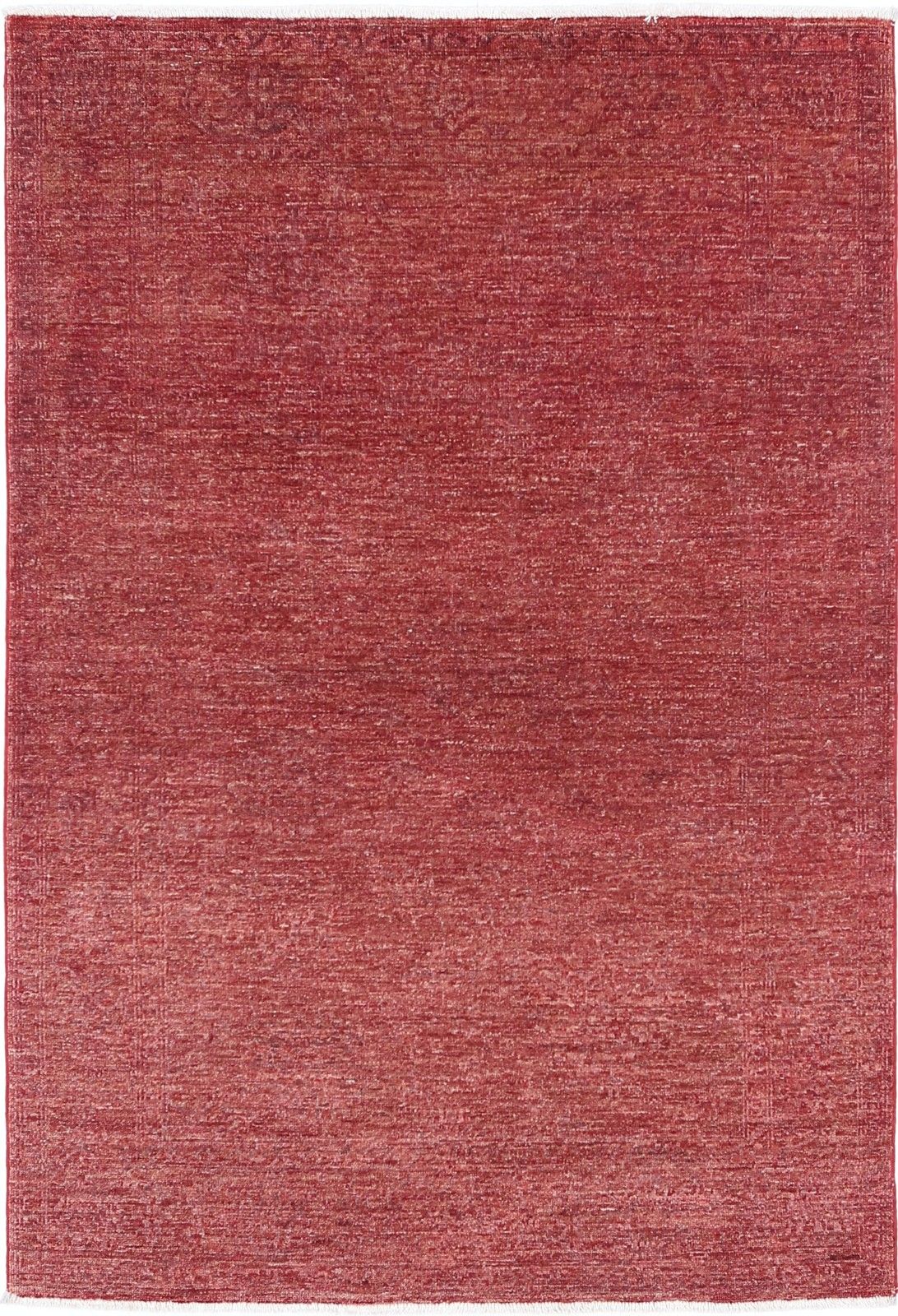 4x5.7 Ft Hand Knotted Burgundy Red Wool Area Rug For Contemporary Interiors