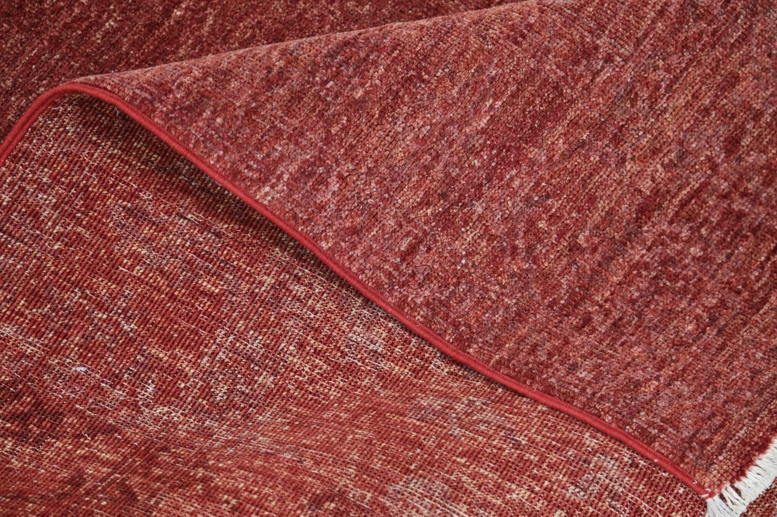 4x5.7 Ft Hand Knotted Burgundy Red Wool Area Rug For Contemporary Interiors photo for sale