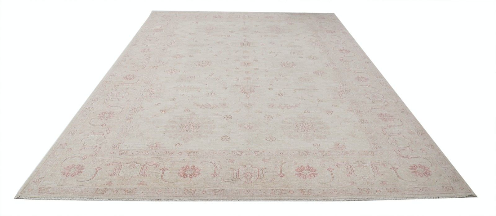Tapis de sol en laine noué à la main, beige, grand format 8 x 11 pi. Tapis traditionnel à motifs floraux photo for sale