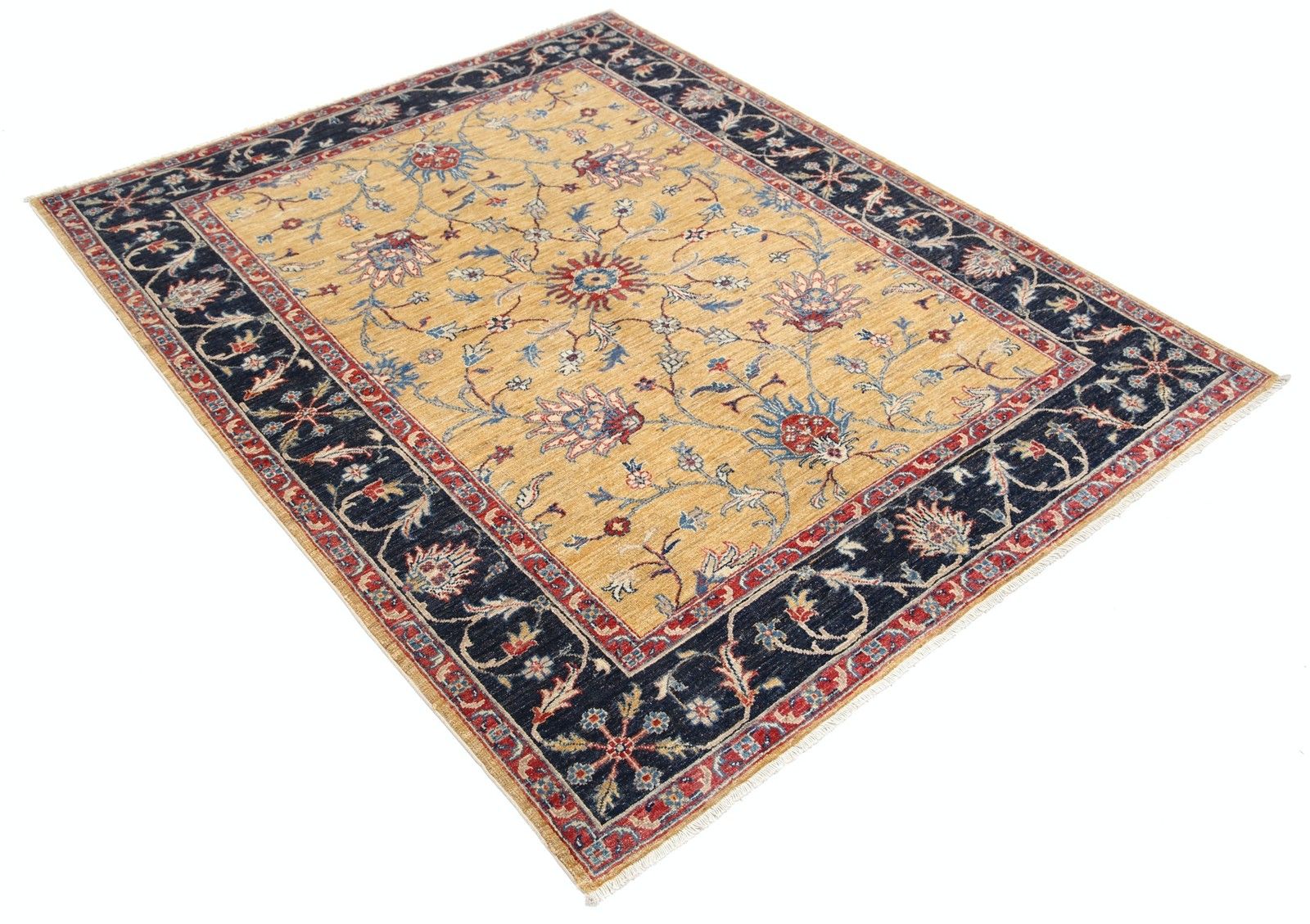 Tapis en laine turc noué à la main 150 x 186 cm, motif floral Oushak, pour salon photo furniture