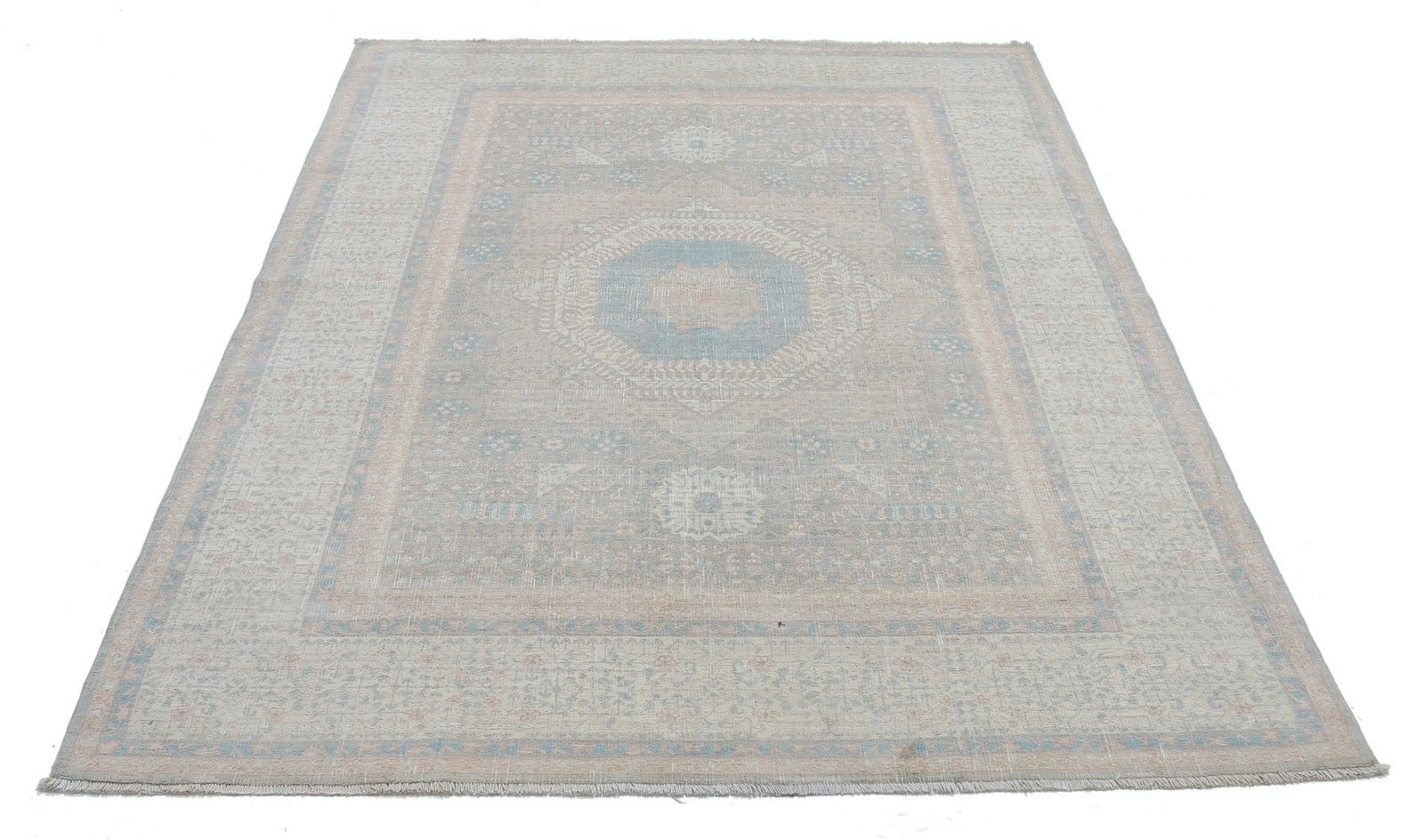 Tapis en laine turc géométrique noué à la main, tons doux, 1,43 x 2,06 m photo 2452.0