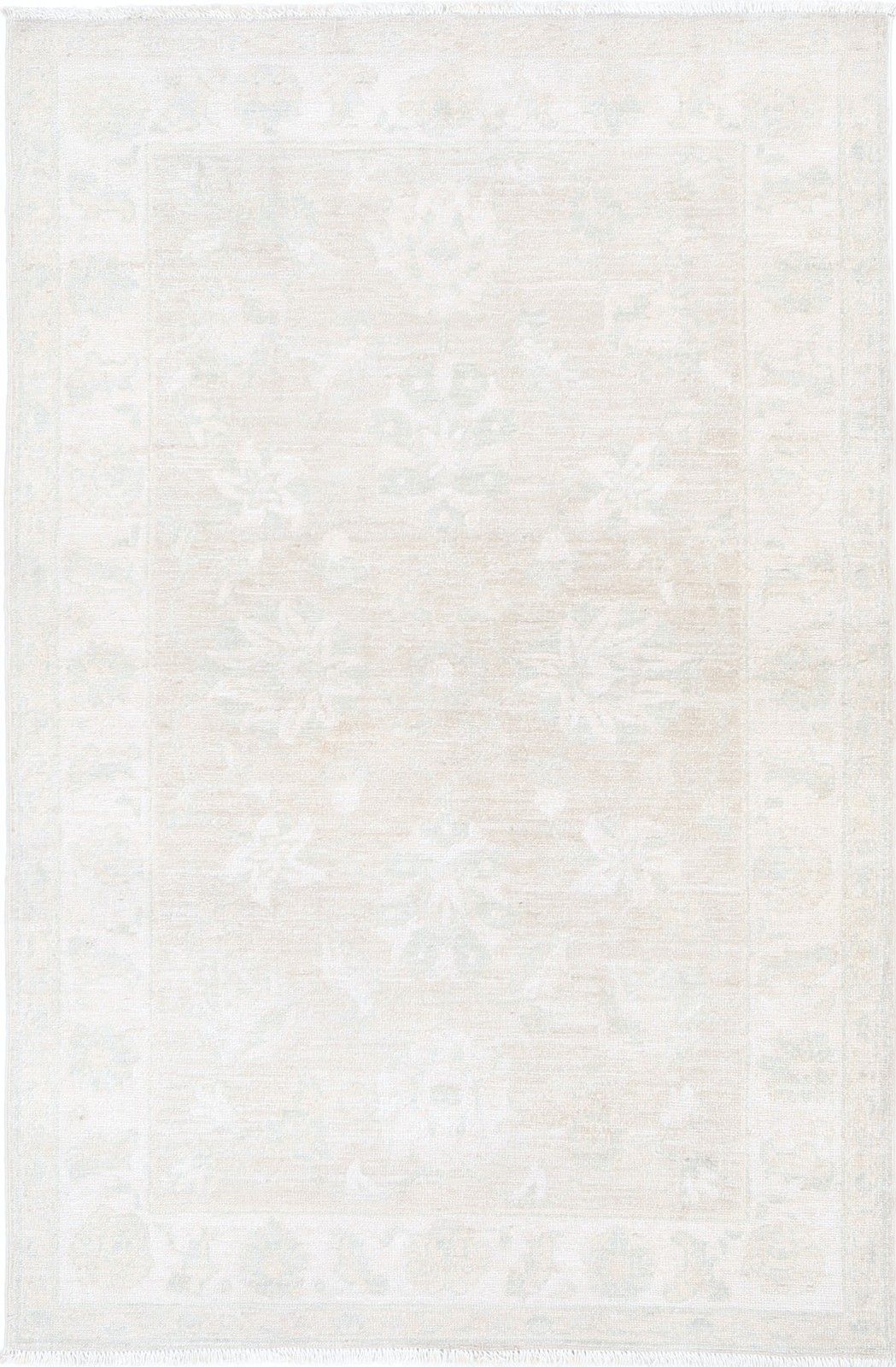Tapis d'appoint turc traditionnel fait main en laine, tons beige doux, 0,9 x 1,5 m