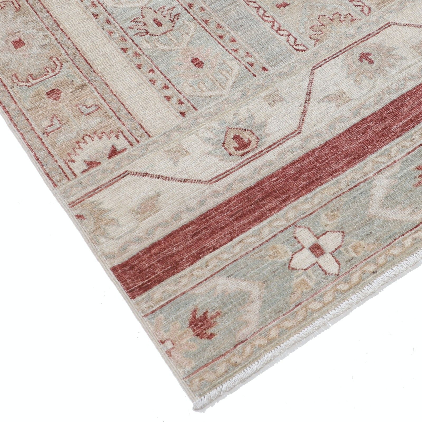3,8x5,8 ft Handgeknoopt Beige, Rood Vloerkleed. Turks Geometrisch Motief Accentkleed photo buy