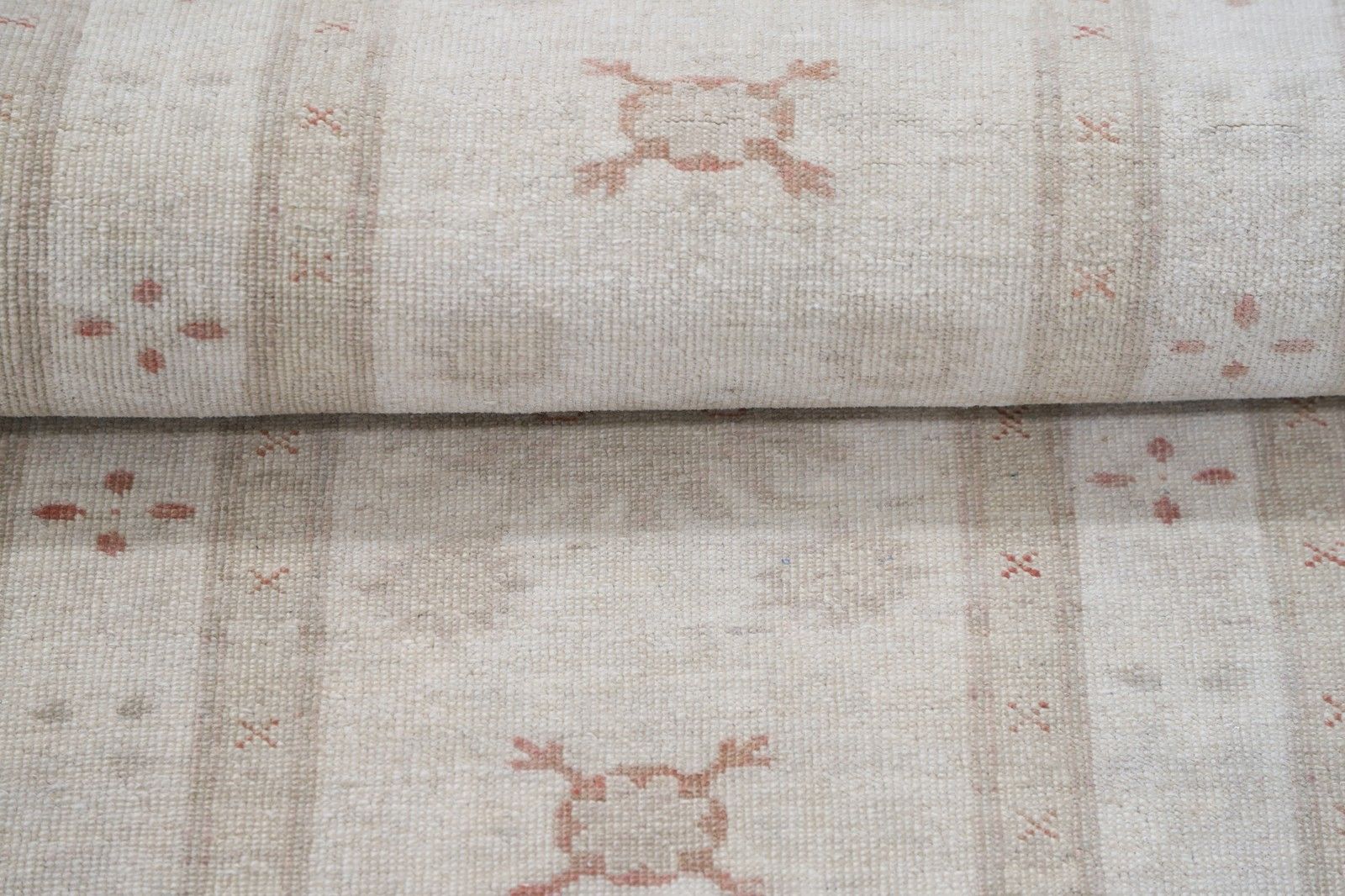 2x5.3 Ft Hand Knotted Beige, Blush Area Rug. Turkish Geometric Motif Accent Rug photo Textiles