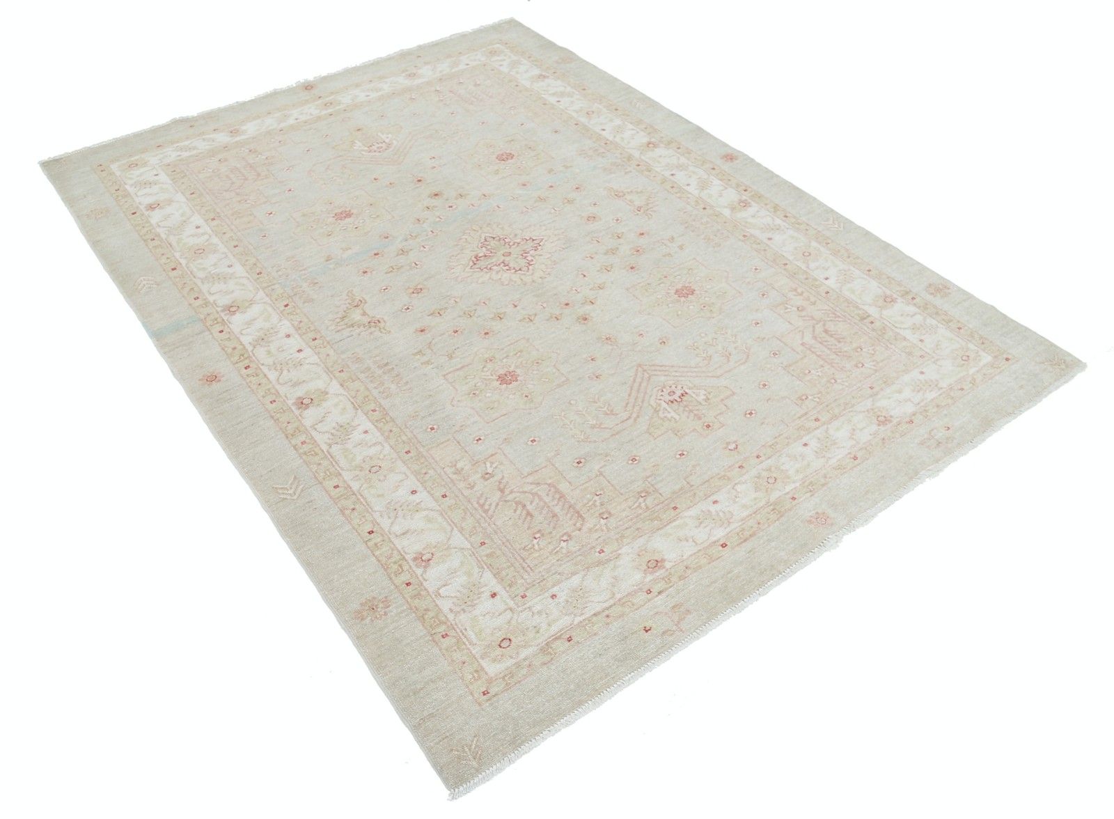 5x6.6 Ft Hand Knotted Turkish Wool Area Rug For Living Room In Soft Tones photo furniture