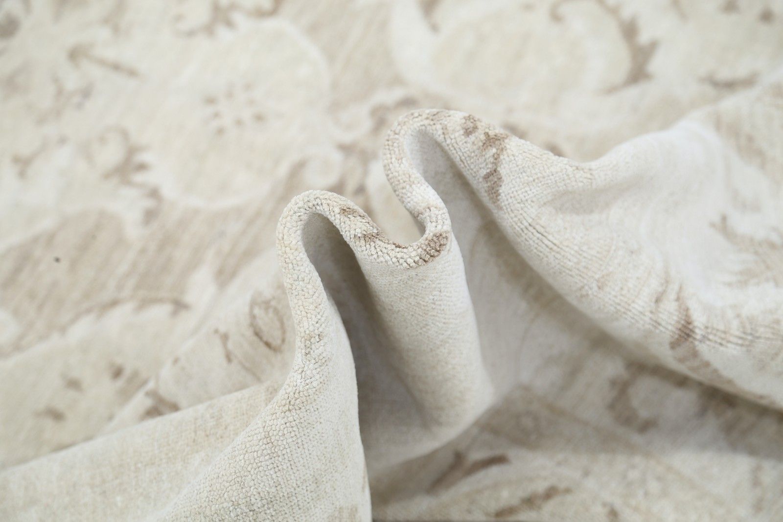 Tapis en laine noué à la main, motif floral turc, beige, 3 x 4 pi photo vinterior