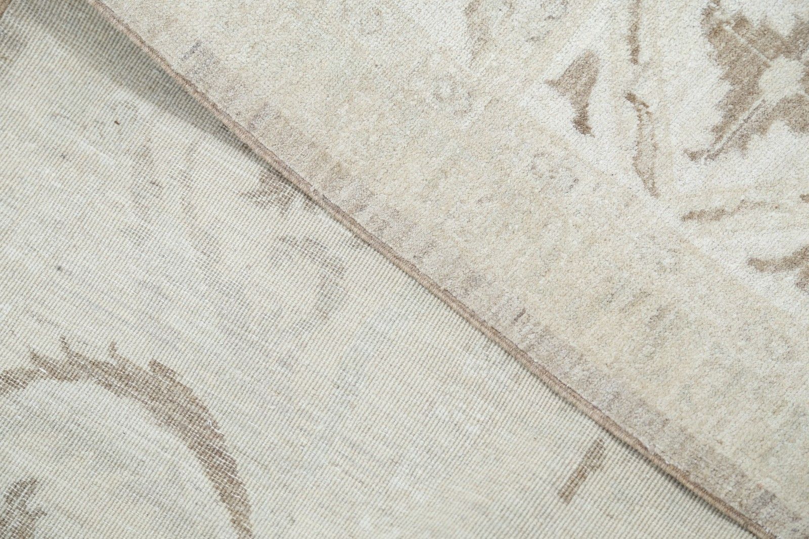 Tapis en laine noué à la main, motif floral turc, beige, 3 x 4 pi photo buy