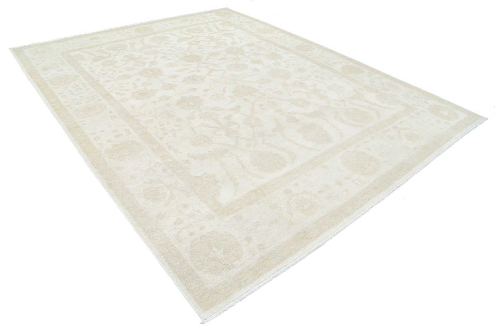 Tapis noué main 9 x 11,3 ft, grand format. Tapis de salon beige à motifs floraux photo furniture