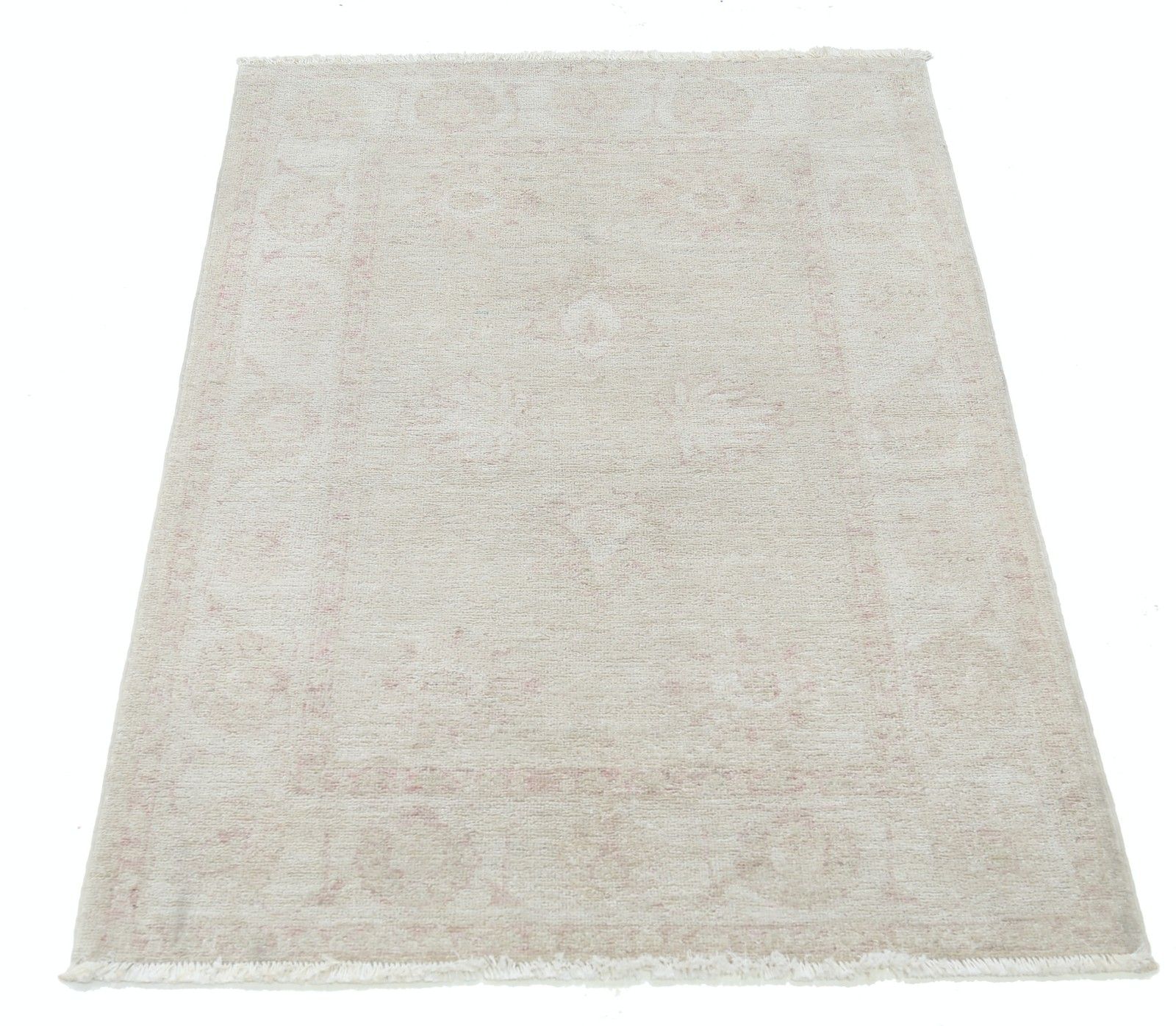 2,8 x 4 ft Traditioneel Handgeknoopt Beige Turks Vloerkleed. 100% Wol photo Textiel
