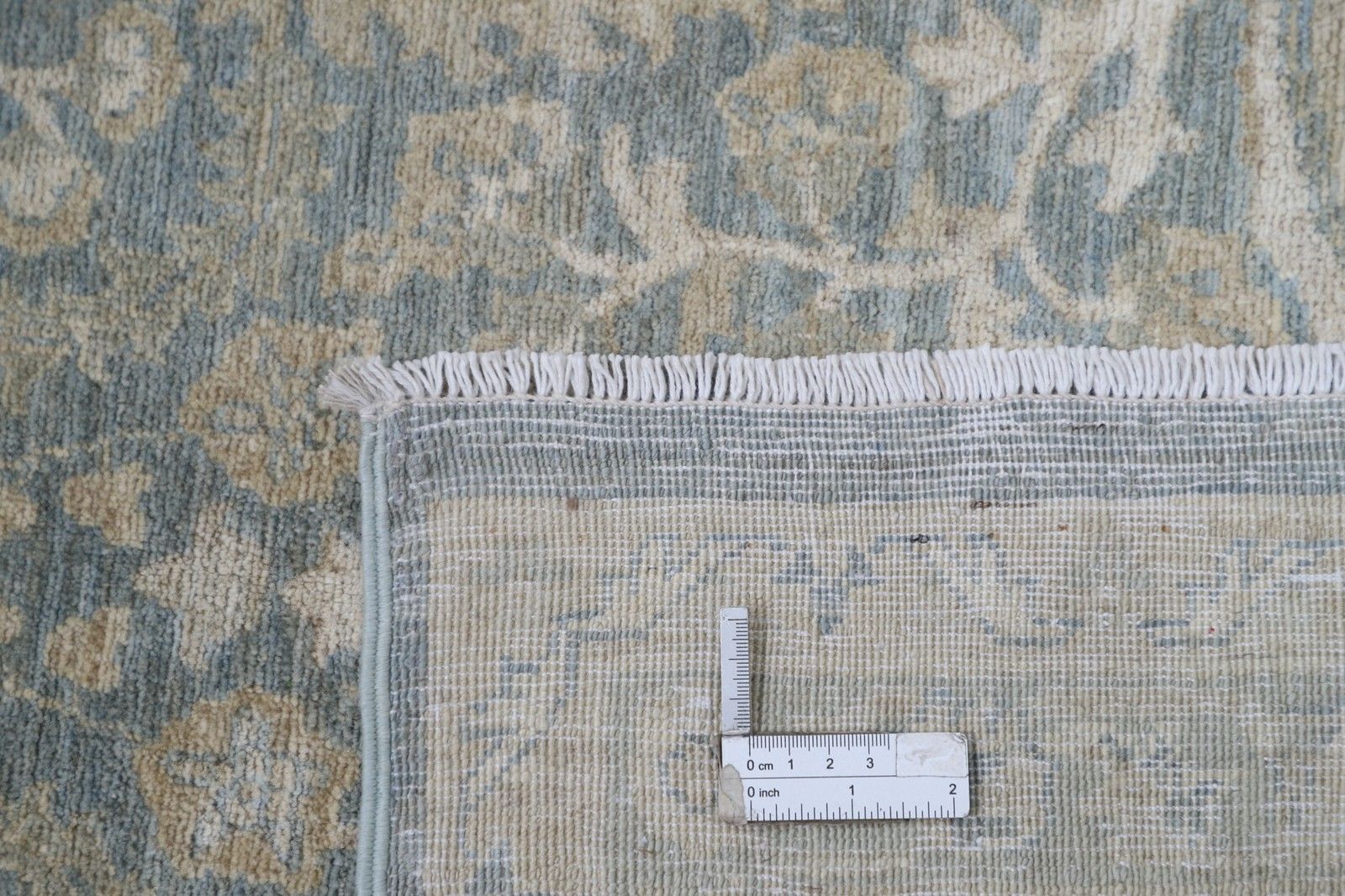 Tapis noué à la main bleu clair et ivoire, 8,6 x 12,3 ft. Tapis à motif floral traditionnel photo vinterior