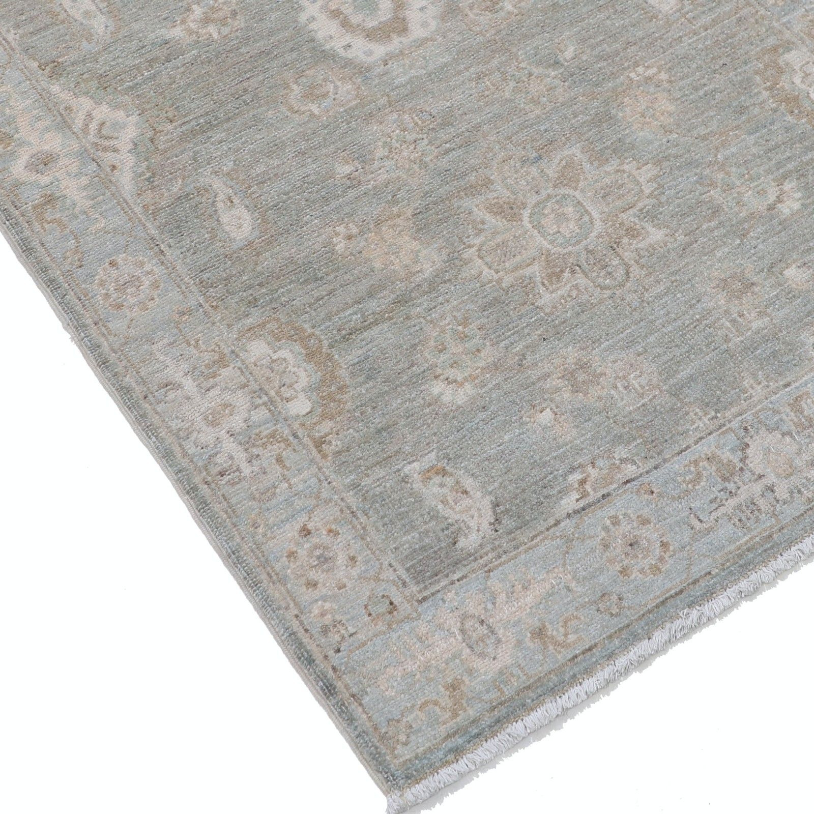 Tapis en laine noué à la main, bleu clair et ivoire, tons doux, 0,79 x 1,27 m (2,6 x 4,2 pi) photo vinterior