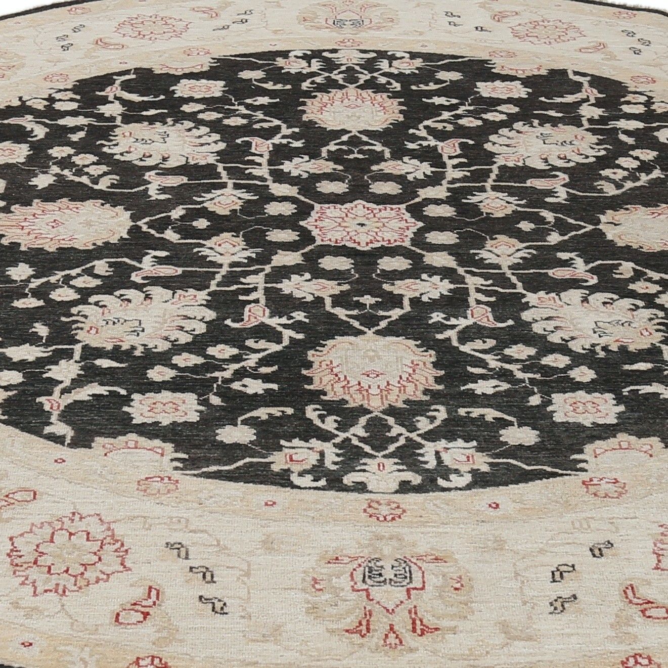 7.8x8 Ft Hand Knotted Round Area Rug For Living Room Decor. Black Wool Carpet photo 3039.0